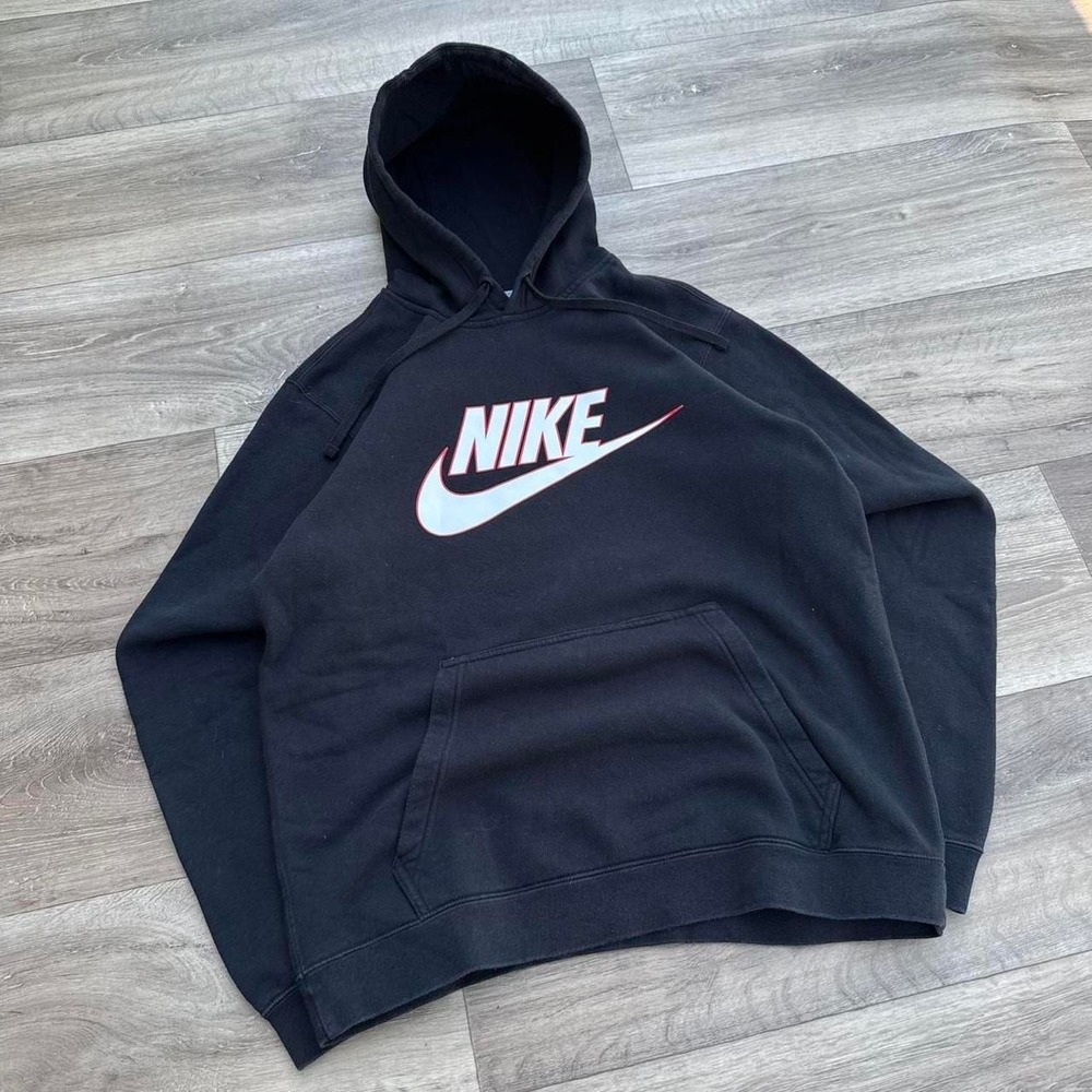 Nike center swoosh black and red hoodie